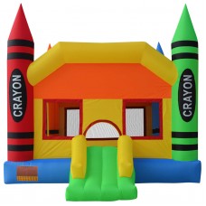 Cloud 9 The Crayon Bounce House - Large Inflatable Bouncing Jumper with Slide and Air Blower   